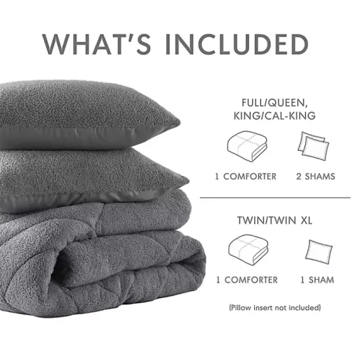Gray Quilted Teddy 2-pc. Twin Comforter Set