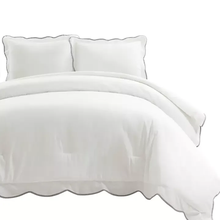 Gray Scalloped Edge 3-pc. King Comforter Set