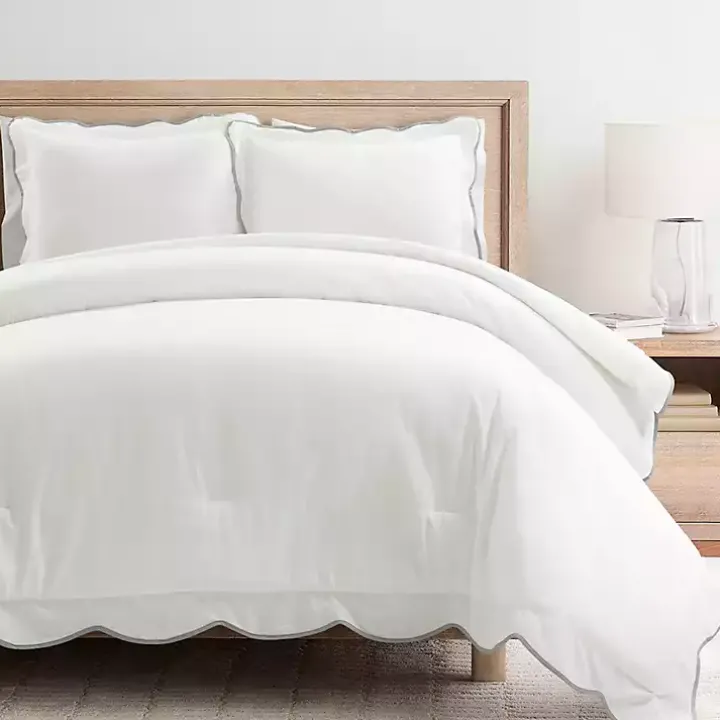 Gray Scalloped Edge 3-pc. King Comforter Set