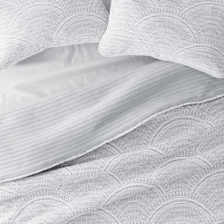 Gray Scalloped Reversible 3-pc. King Quilt Set