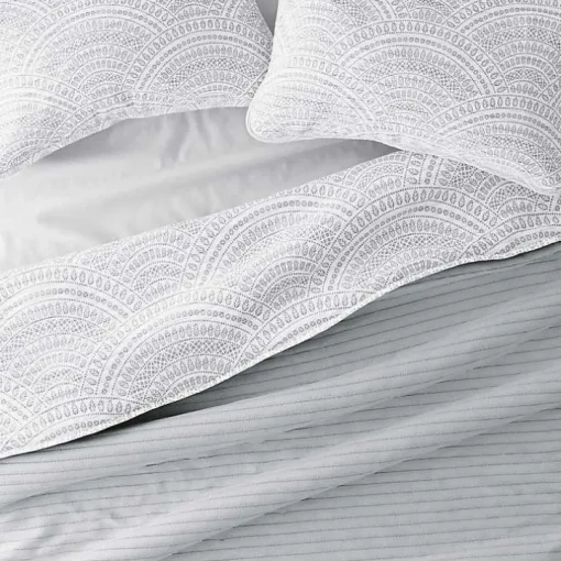 Gray Scalloped Reversible 3-pc. King Quilt Set