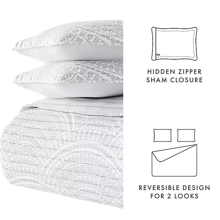 Gray Scalloped Reversible 2-pc. Twin Quilt Set