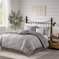Gray Seersucker 7-pc. King Comforter Set
