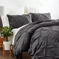 Gray Soft Pinched 3-pc. Queen Duvet Cover Set