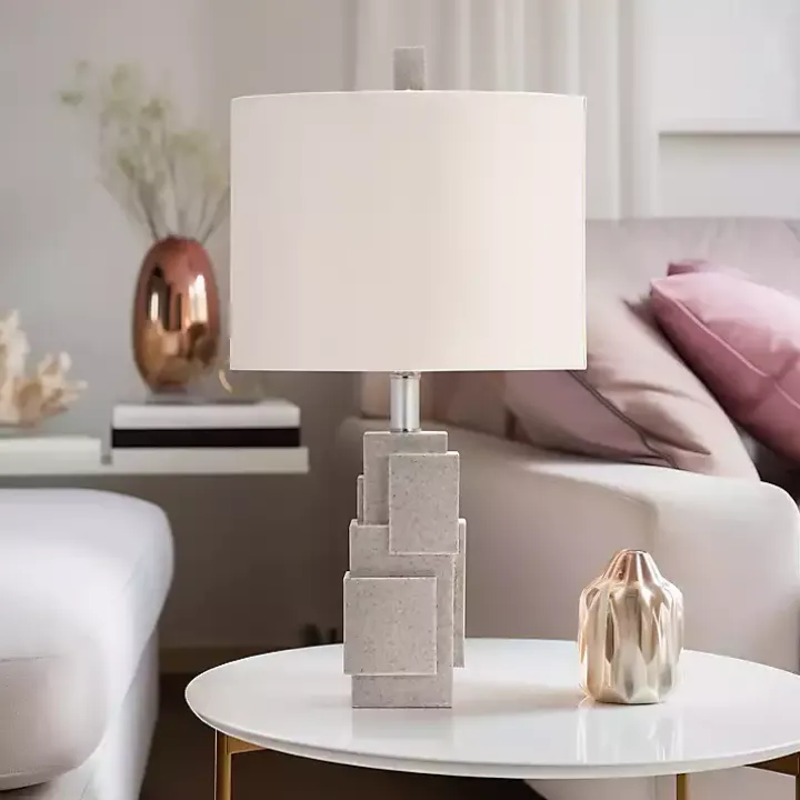 Gray Stacked Blocks Table Lamp