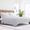 Gray Stitched Diamond 3-pc. King Quilt Set