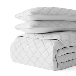 Gray Stitched Diamond 3-pc. King Quilt Set