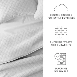 Gray Stitched Diamond 3-pc. King Quilt Set