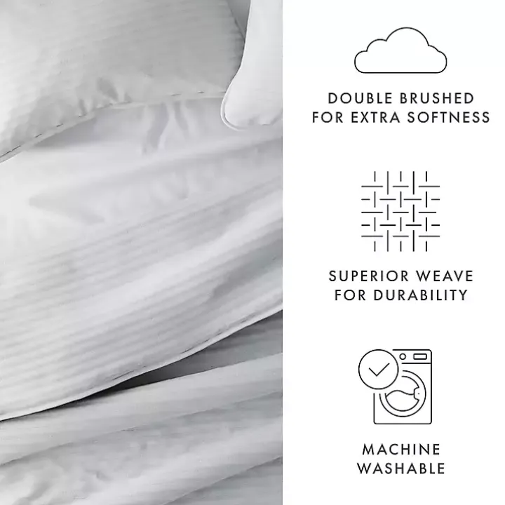 Gray Stitched Stripes 2-pc. Twin Quilt Set