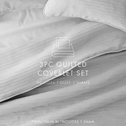 Gray Stitched Stripes 2-pc. Twin Quilt Set