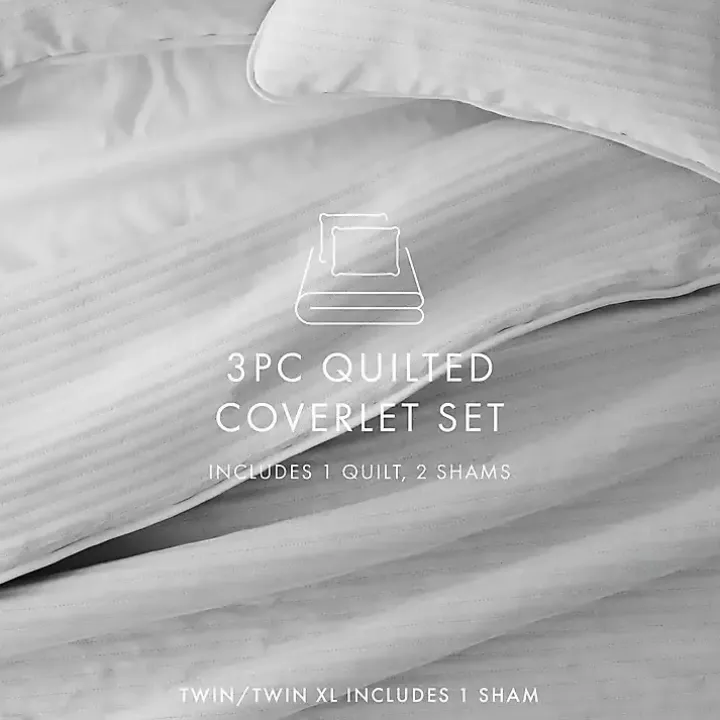 Gray Stitched Stripes 2-pc. Twin Quilt Set