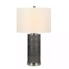 Gray Stone and Steel Cylinder Table Lamp
