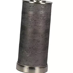 Gray Stone and Steel Cylinder Table Lamp