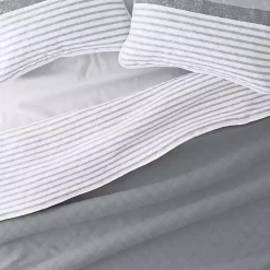 Gray Striped Reversible 3-pc. Queen Quilt Set