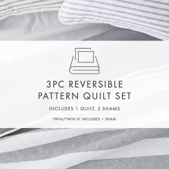 Gray Striped Reversible 2-pc. Twin Quilt Set
