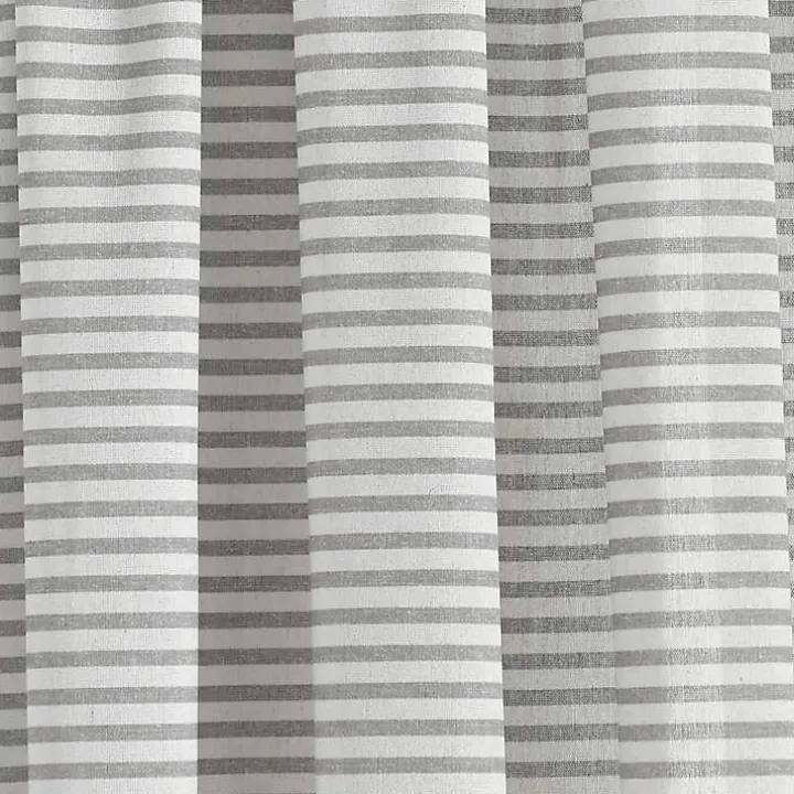 Gray Striped Tassel Curtain Panel Set, 84 in.