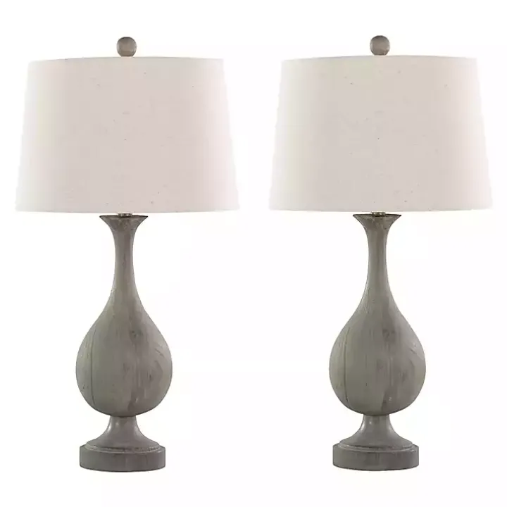 Gray Teardrop Table Lamps, Set of 2