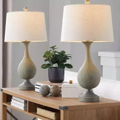 Gray Teardrop Table Lamps, Set of 2