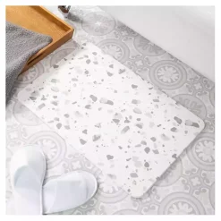 Gray Terrazzo Stone Bath Mat
