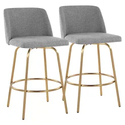 Gray Torino Gold Leg Counter Stools, Set of 2