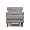 Gray Tufted Armchair with Lumbar Pillow