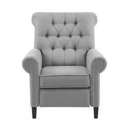 Gray Tufted Back Nailhead Trim Recliner Armchair