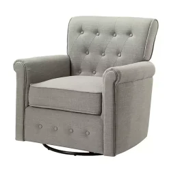 Gray Tufted Swivel Armchair