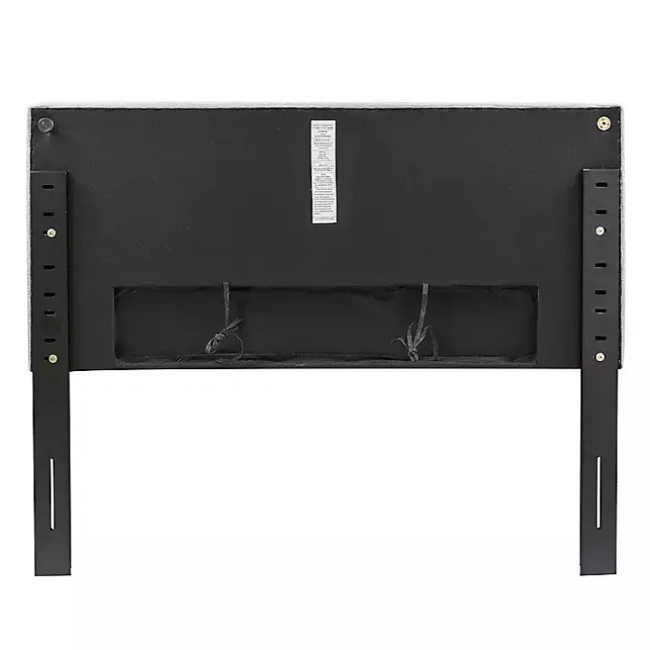 Gray Tufted Upholstered Adjustable Queen Headboard