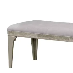 Gray Tufted Upholstered Silver Dining Bench