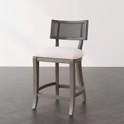 Gray Upholstered Farmhouse Counter Stool
