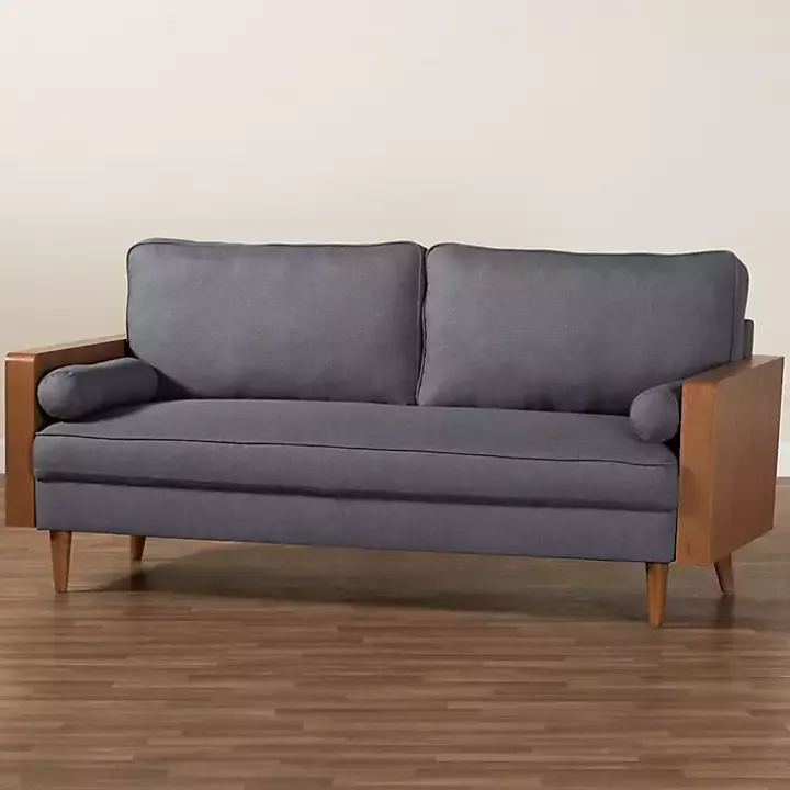 Gray Upholstered Harley Walnut Sofa