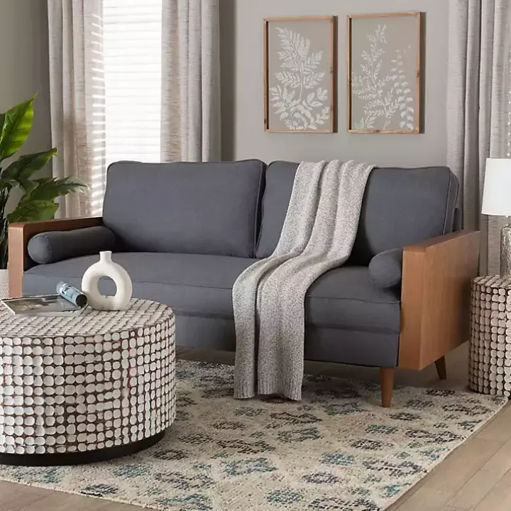 Gray Upholstered Harley Walnut Sofa