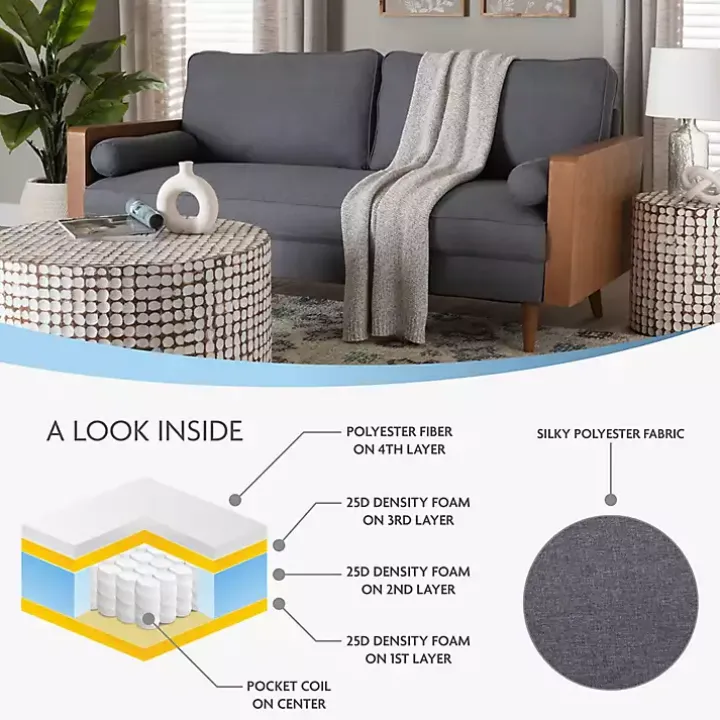 Gray Upholstered Harley Walnut Sofa