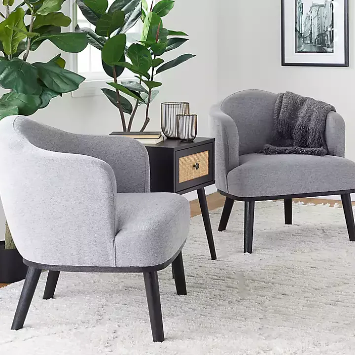 Gray Upholstered Midcentury Modern Accent Chair