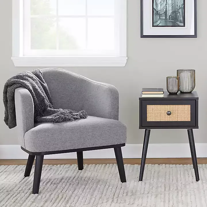 Gray Upholstered Midcentury Modern Accent Chair