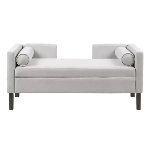 Gray Upholstered Modern Split Back Bench