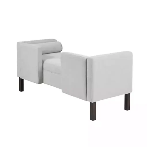 Gray Upholstered Modern Split Back Bench