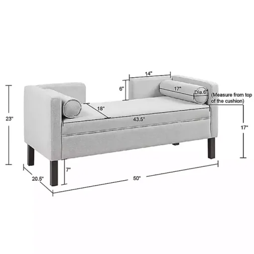 Gray Upholstered Modern Split Back Bench