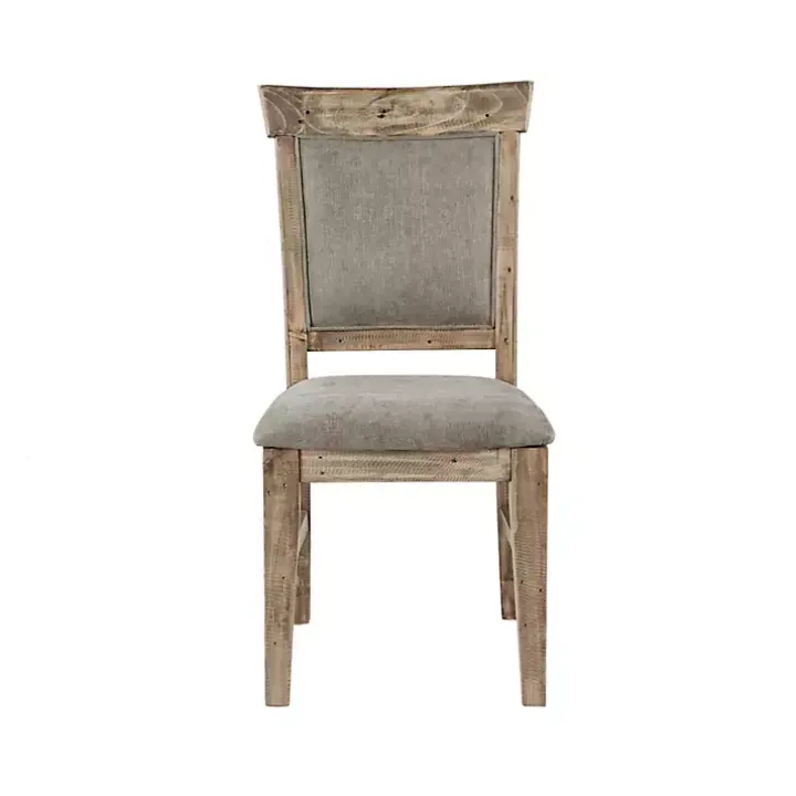 Gray Upholstered Rustic Dining Chairs, Set of 2