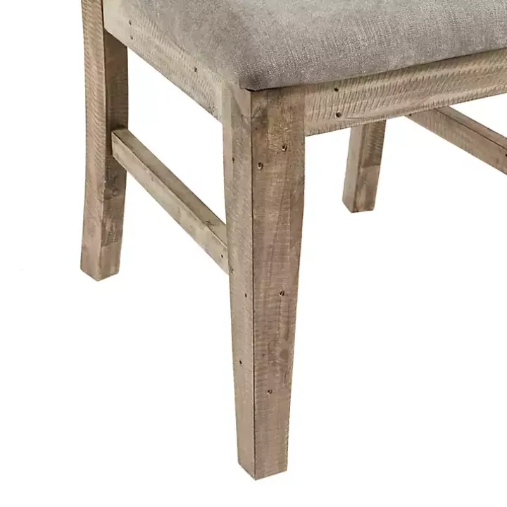 Gray Upholstered Rustic Dining Chairs, Set of 2