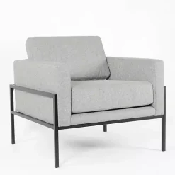 Gray Upholstered Square Accent Chair