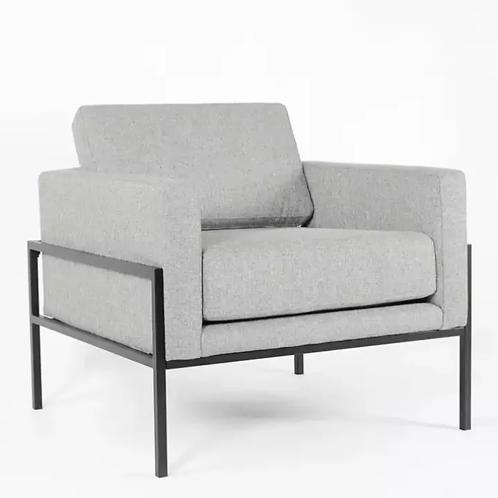 Gray Upholstered Square Accent Chair