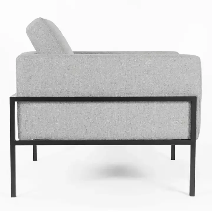 Gray Upholstered Square Accent Chair