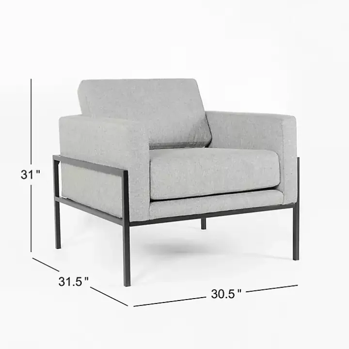 Gray Upholstered Square Accent Chair