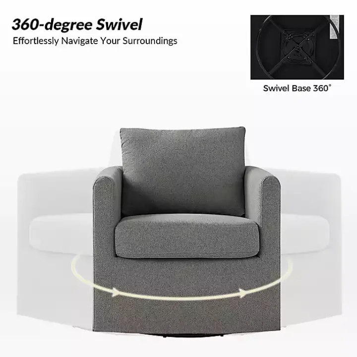 Gray Upholstered Vasser Slipcover Swivel Chair