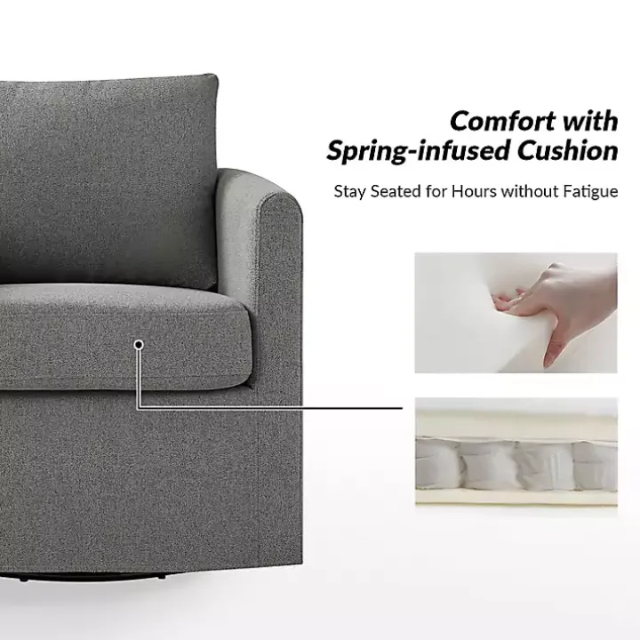 Gray Upholstered Vasser Slipcover Swivel Chair