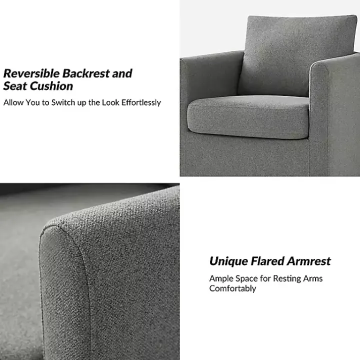 Gray Upholstered Vasser Slipcover Swivel Chair