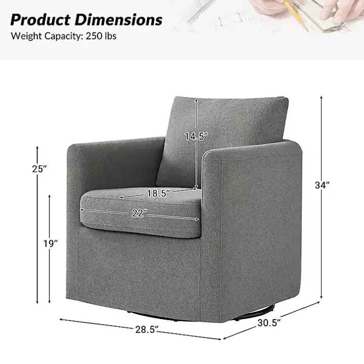 Gray Upholstered Vasser Slipcover Swivel Chair