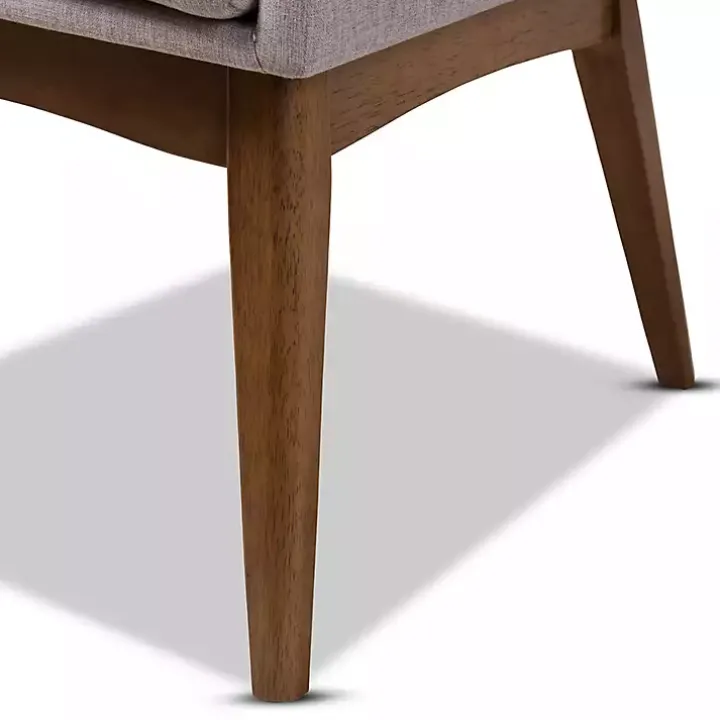 Gray Upholstered Walnut Dining Chairs, Set of 2