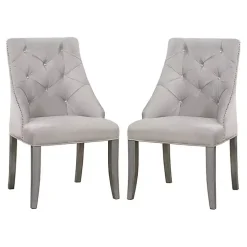 Gray Upholstered Wingback Dining Chairs, Set of 2
